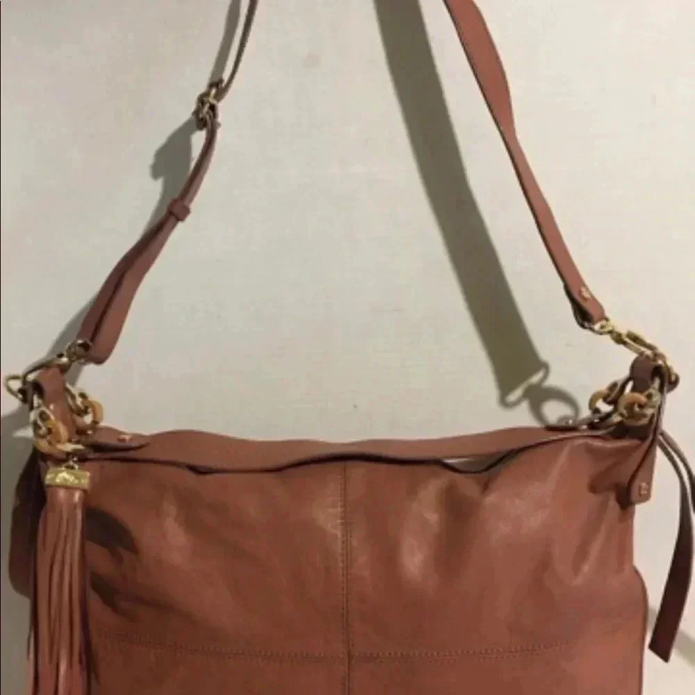 Jenrigo pale pink leather hobo handbag